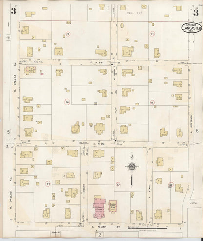 Sanborn Fire Insurance Map from Lancaster, Dallas County, Texas (1939), Sheet #0003 - Historic Sanborn Fire Insurance Map Print, vintage old map wall art, antique decor, genealogy gift, Texas Texas map