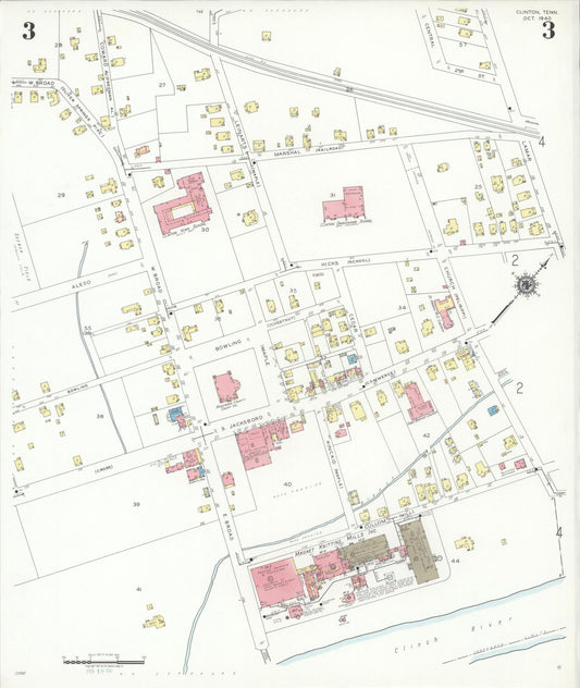 Sanborn Fire Insurance Map from Clinton, Anderson County, Tennessee (1940), Sheet #0003 - Historic Sanborn Fire Insurance Map Print, vintage old map wall art, antique decor, genealogy gift, Tennessee Tennessee map