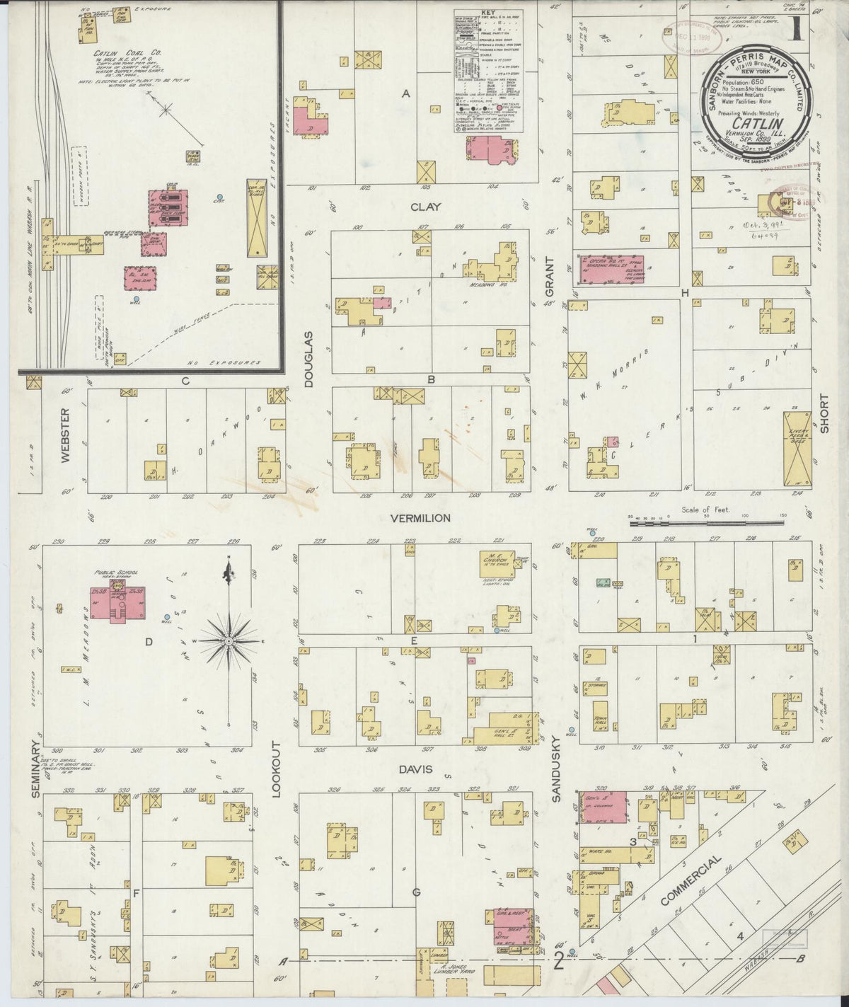 Sanborn Fire Insurance Map from Catlin, Vermilion County, Illinois (1899), Sheet #0001 - Complete Map Set gallery image, historic Sanborn map, vintage wall art, Illinois Illinois