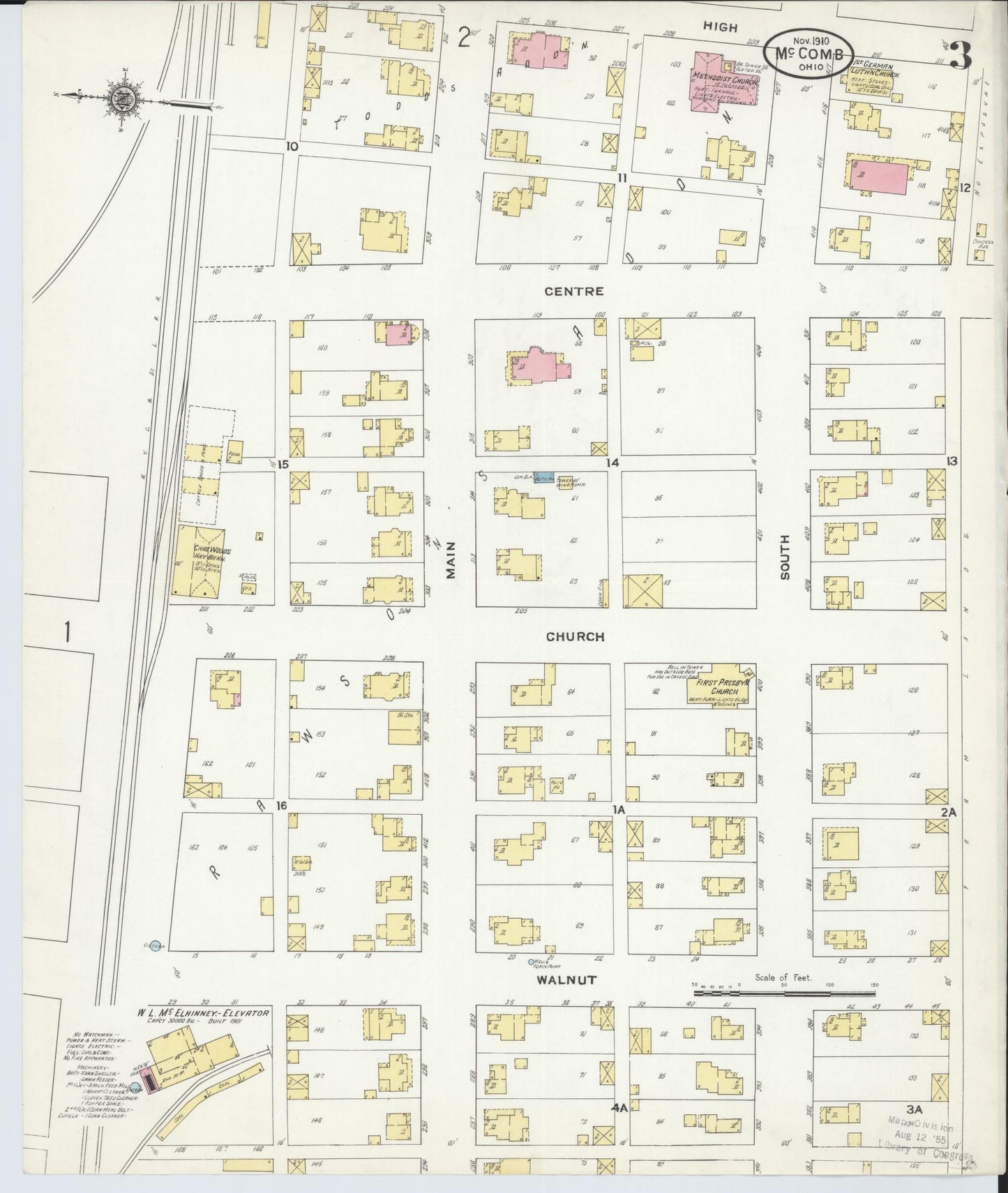 Sanborn Fire Insurance Map from McComb, Hancock County, Ohio (1910), Sheet #0003 - Complete Map Set gallery image, historic Sanborn map, vintage wall art, Ohio Ohio