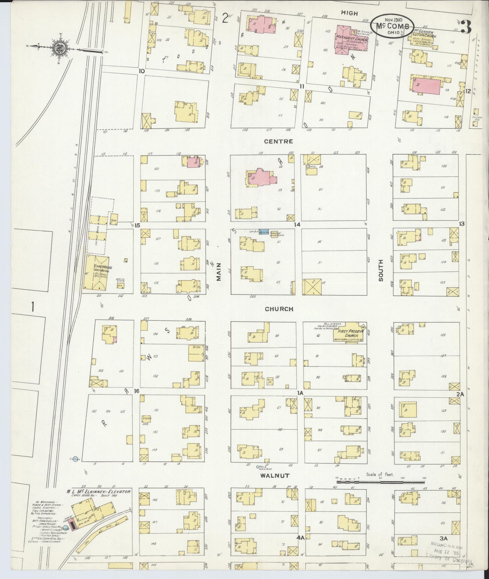 Sanborn Fire Insurance Map from McComb, Hancock County, Ohio (1910), Sheet #0003 - Complete Map Set gallery image, historic Sanborn map, vintage wall art, Ohio Ohio