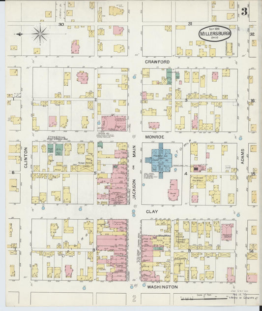 Sanborn Fire Insurance Map from Millersburg, Holmes County, Ohio (1892), Sheet #0003 - Historic Sanborn Fire Insurance Map Print, vintage old map wall art, antique decor, genealogy gift, Ohio Ohio map