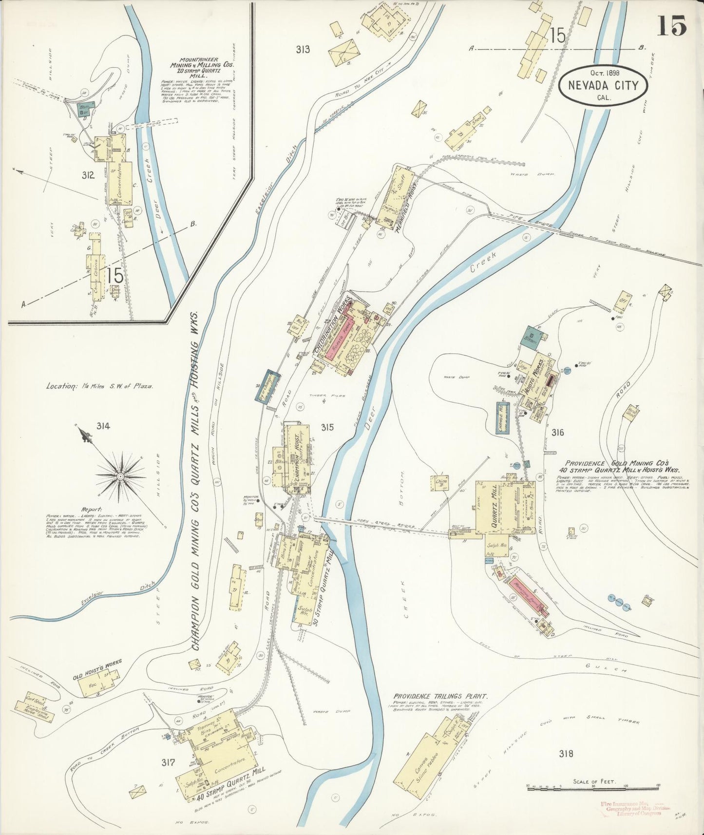 Sanborn Fire Insurance Map from Nevada City, Nevada County, California (1898), Sheet #0015 - Historic Sanborn Fire Insurance Map Print, vintage old map wall art, antique decor, genealogy gift, Nevada City Nevada map