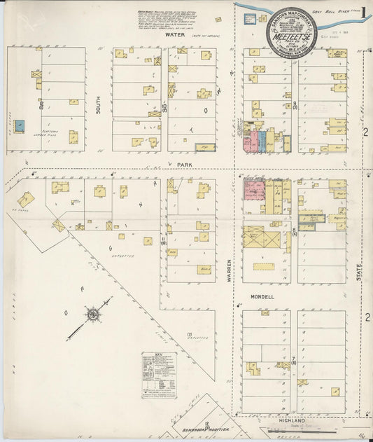 Sanborn Fire Insurance Map from Meeteetse, Park County, Wyoming (1912), Sheet #0001 - Historic Sanborn Fire Insurance Map Print, vintage old map wall art, antique decor, genealogy gift, Wyoming Wyoming map