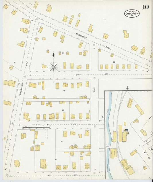 Sanborn Fire Insurance Map from Emporium, Cameron County, Pennsylvania (1903), Sheet #0010 - Historic Sanborn Fire Insurance Map Print, vintage old map wall art, antique decor, genealogy gift, Pennsylvania Pennsylvania map
