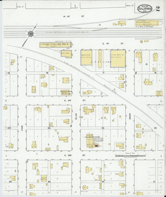 Sanborn Fire Insurance Map from Bald Knob, White County, Arkansas (1919), Sheet #0002 - Historic Sanborn Fire Insurance Map Print, vintage old map wall art, antique decor, genealogy gift, Arkansas Arkansas map