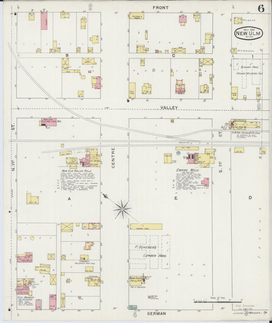 Sanborn Fire Insurance Map from New Ulm, Brown County, Minnesota (1894), Sheet #0006 - Historic Sanborn Fire Insurance Map Print, vintage old map wall art, antique decor, genealogy gift, Minnesota Minnesota map