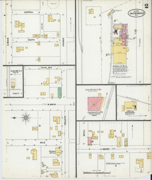Sanborn Fire Insurance Map from Jacksonville, Calhoun County, Alabama. (1900), Sheet 2 – Historic Sanborn Fire Insurance Map Print