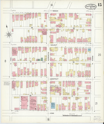 Sanborn Fire Insurance Map from Pottstown, Montgomery County, Pennsylvania (1909), Sheet #0015 - Complete Map Set gallery image, historic Sanborn map, vintage wall art, Pennsylvania Pennsylvania