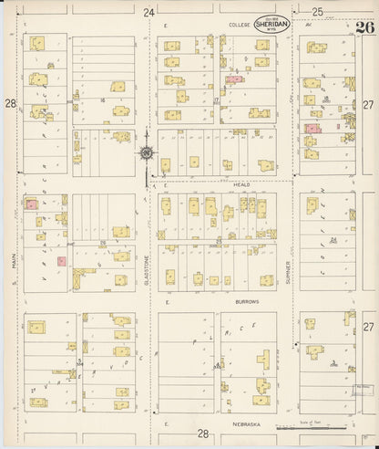 Sanborn Fire Insurance Map from Sheridan, Sheridan County, Wyoming (1912), Sheet #0026 - Complete Map Set gallery image, historic Sanborn map, vintage wall art, Wyoming Wyoming