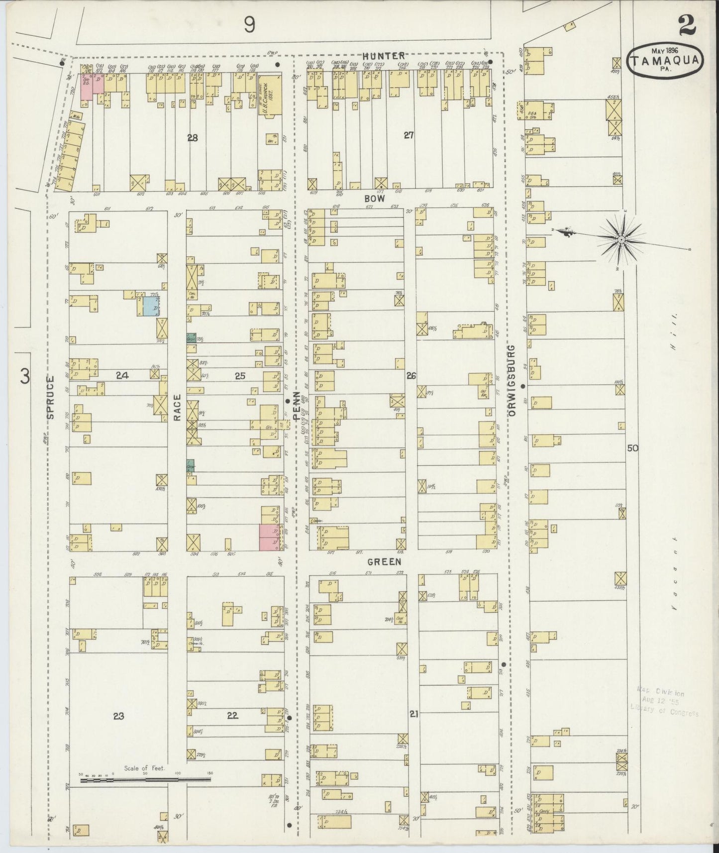 Sanborn Fire Insurance Map from Tamaqua, Schuylkill County, Pennsylvania (1896), Sheet #0002 - Complete Map Set gallery image, historic Sanborn map, vintage wall art, Pennsylvania Pennsylvania