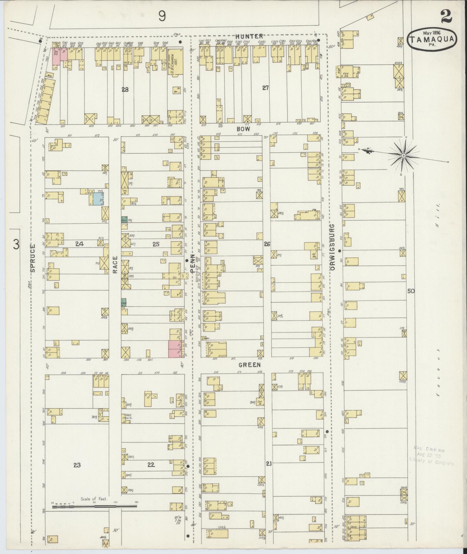 Sanborn Fire Insurance Map from Tamaqua, Schuylkill County, Pennsylvania (1896), Sheet #0002 - Complete Map Set gallery image, historic Sanborn map, vintage wall art, Pennsylvania Pennsylvania