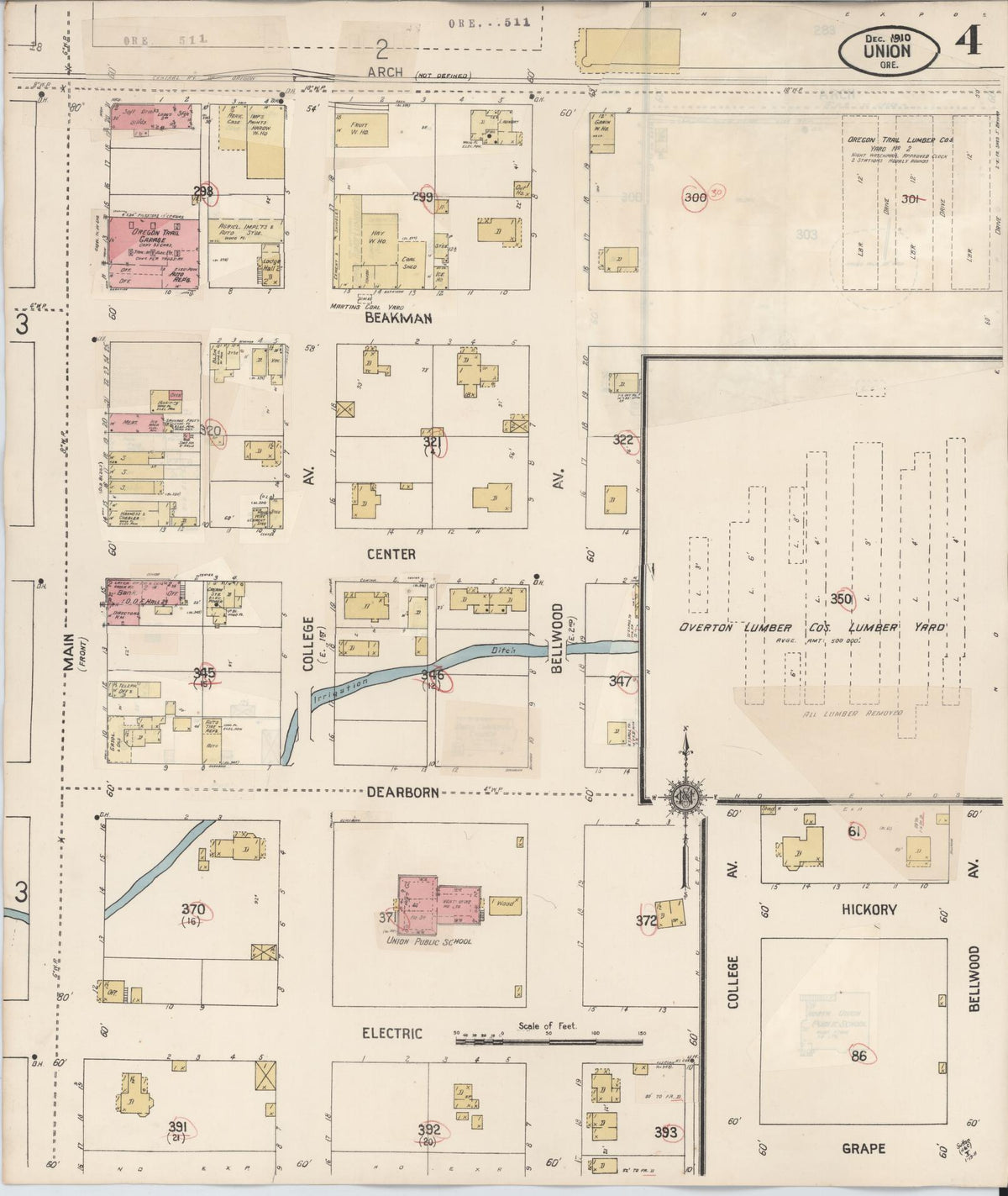 Sanborn Fire Insurance Map from Union, Union County, Oregon (1930), Sheet #0004 - Historic Sanborn Fire Insurance Map Print, vintage old map wall art, antique decor, genealogy gift, Oregon Oregon map