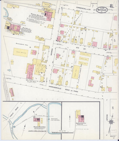 Sanborn Fire Insurance Map from Waterloo, Monroe County, Illinois (1913), Sheet #0008 - Historic Sanborn Fire Insurance Map Print, vintage old map wall art, antique decor, genealogy gift, Illinois Illinois map