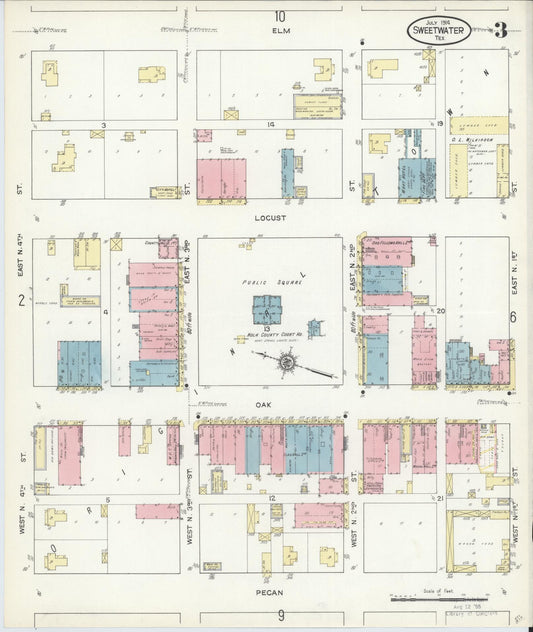 Sanborn Fire Insurance Map from Sweetwater, Nolan County, Texas (1914), Sheet #0003 - Historic Sanborn Fire Insurance Map Print, vintage old map wall art, antique decor, genealogy gift, Texas Texas map
