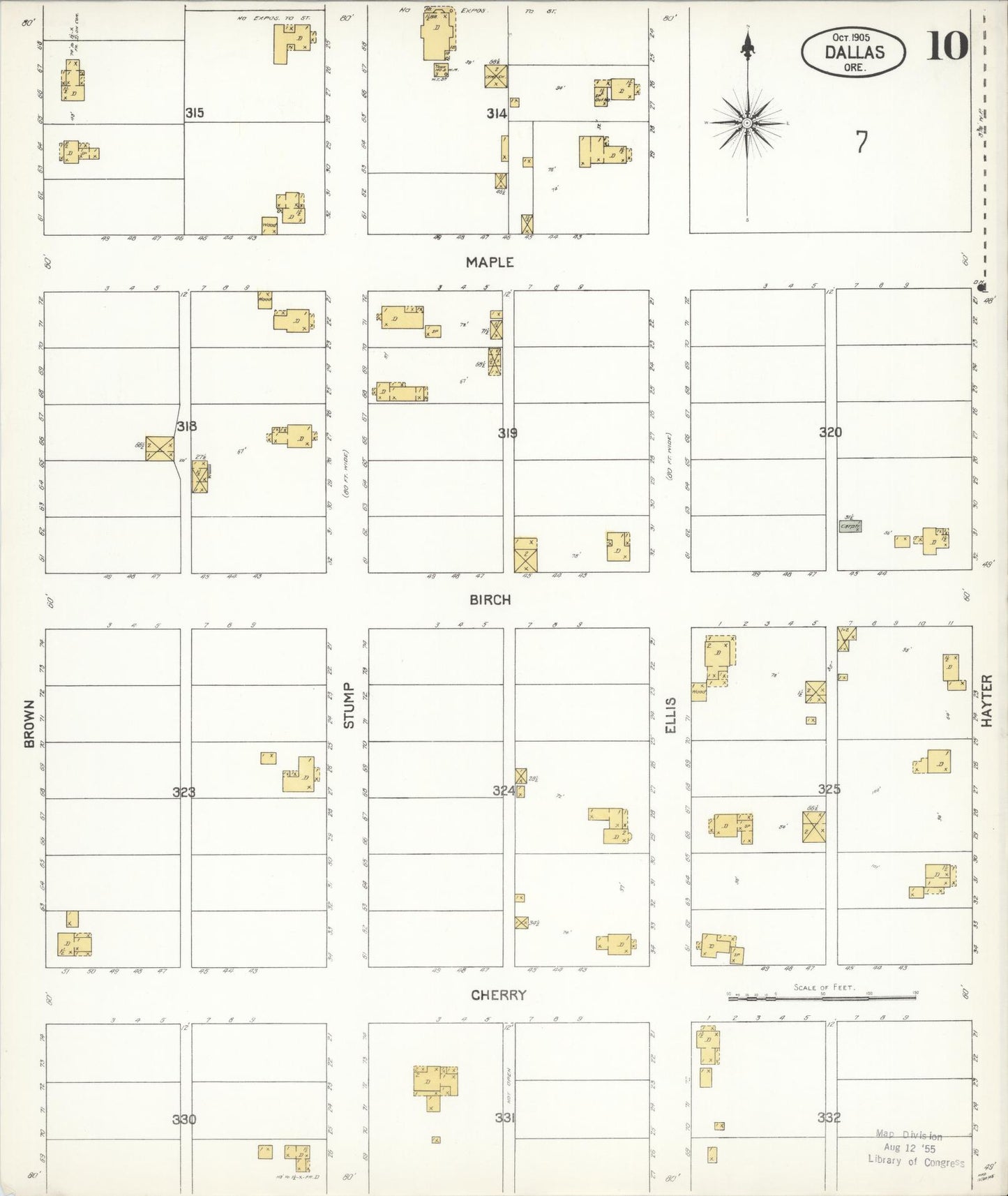 Sanborn Fire Insurance Map from Dallas, Polk County, Oregon (1905), Sheet #0010 - Complete Map Set gallery image, historic Sanborn map, vintage wall art, Oregon Oregon