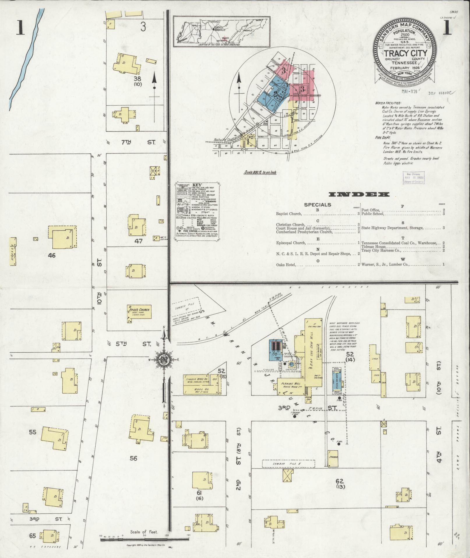 Sanborn Fire Insurance Map from Tracy City, Grundy County, Tennessee. (1926) – Historic Sanborn Fire Insurance Map Print