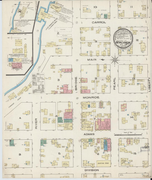 Sanborn Fire Insurance Map from New Lisbon, Juneau County, Wisconsin (1885), Sheet #0001 - Historic Sanborn Fire Insurance Map Print, vintage old map wall art, antique decor, genealogy gift, Wisconsin Wisconsin map