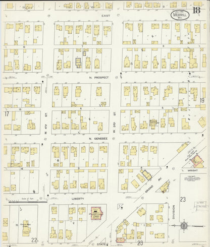 Sanborn Fire Insurance Map from Merrill, Lincoln County, Wisconsin (1913), Sheet #0018 - Complete Map Set gallery image, historic Sanborn map, vintage wall art, Wisconsin Wisconsin