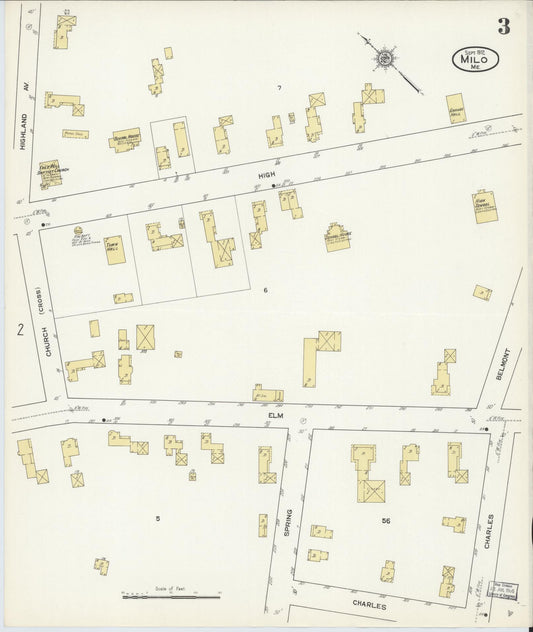 Sanborn Fire Insurance Map from Milo, Piscataquis County, Maine (1912), Sheet #0003 - Historic Sanborn Fire Insurance Map Print, vintage old map wall art, antique decor, genealogy gift, Maine Maine map
