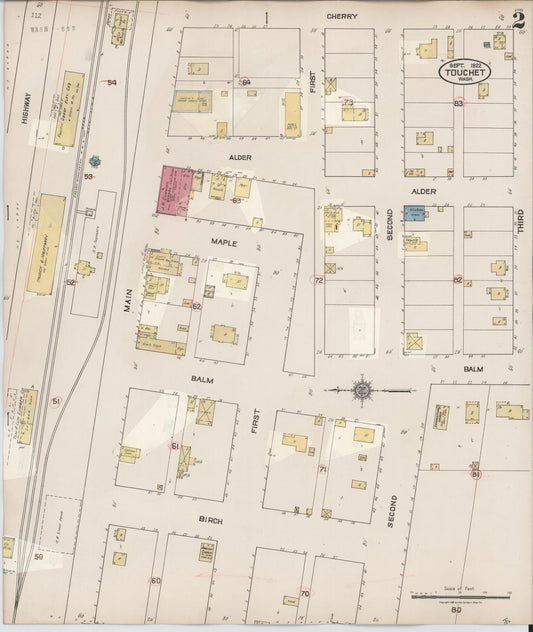 Sanborn Fire Insurance Map from Touchet, Walla Walla County, Washington (1931), Sheet #0002 - Historic Sanborn Fire Insurance Map Print, vintage old map wall art, antique decor, genealogy gift, Washington Washington map