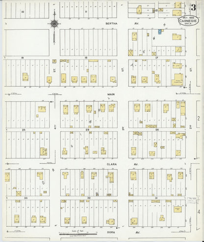 Sanborn Fire Insurance Map from Carnegie, Caddo County, Oklahoma (1922), Sheet #0003 - Complete Map Set gallery image, historic Sanborn map, vintage wall art, Oklahoma Oklahoma