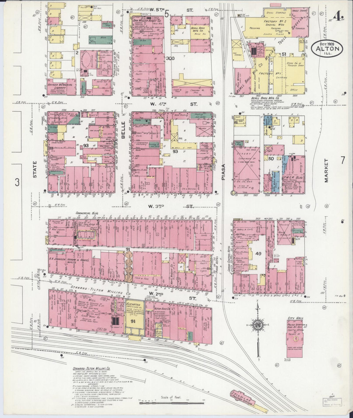 Sanborn Fire Insurance Map from Alton, Madison County, Illinois (1909), Sheet #0004 - Historic Sanborn Fire Insurance Map Print, vintage old map wall art, antique decor, genealogy gift, Illinois Illinois map