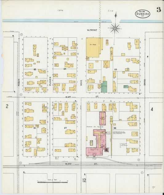 Sanborn Fire Insurance Map from Dunkirk, Chautauqua County, New York (1904), Sheet #0003 - Historic Sanborn Fire Insurance Map Print, vintage old map wall art, antique decor, genealogy gift, New York New York map