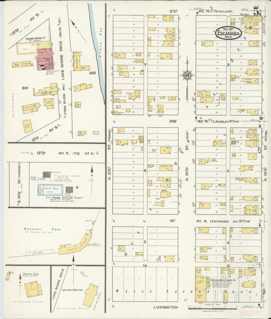 Sanborn Fire Insurance Map from Escanaba, Delta County, Michigan (1921), Sheet #0005 - Historic Sanborn Fire Insurance Map Print, vintage old map wall art, antique decor, genealogy gift, Michigan Michigan map