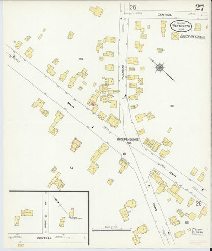 Sanborn Fire Insurance Map from Weymouth, Norfolk County, Massachusetts (1910), Sheet #0027 - Complete Map Set gallery image, historic Sanborn map, vintage wall art, Massachusetts Massachusetts