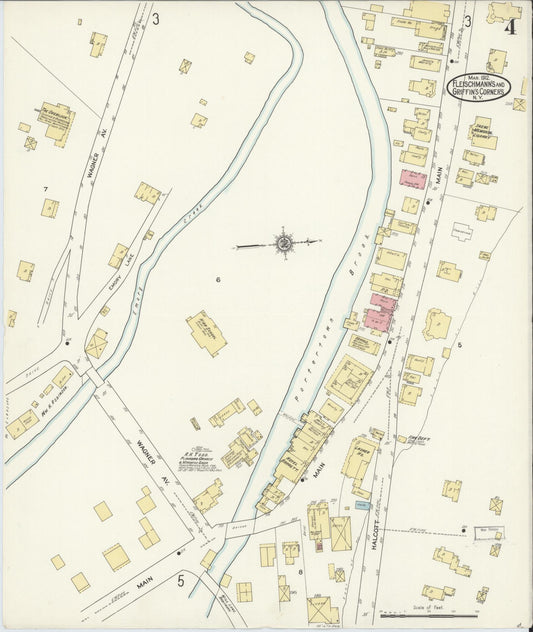 Sanborn Fire Insurance Map from Fleischmanns, Delaware County, New York (1912), Sheet #0004 - Historic Sanborn Fire Insurance Map Print, vintage old map wall art, antique decor, genealogy gift, New York New York map