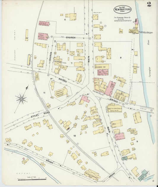 Sanborn Fire Insurance Map from New Hartford, Litchfield County, Connecticut (1897), Sheet #0002 - Historic Sanborn Fire Insurance Map Print, vintage old map wall art, antique decor, genealogy gift, Connecticut Connecticut map