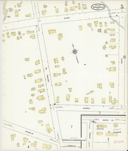 Sanborn Fire Insurance Map from Springville, Erie County, New York (1912), Sheet #0005 - Historic Sanborn Fire Insurance Map Print, vintage old map wall art, antique decor, genealogy gift, New York New York map