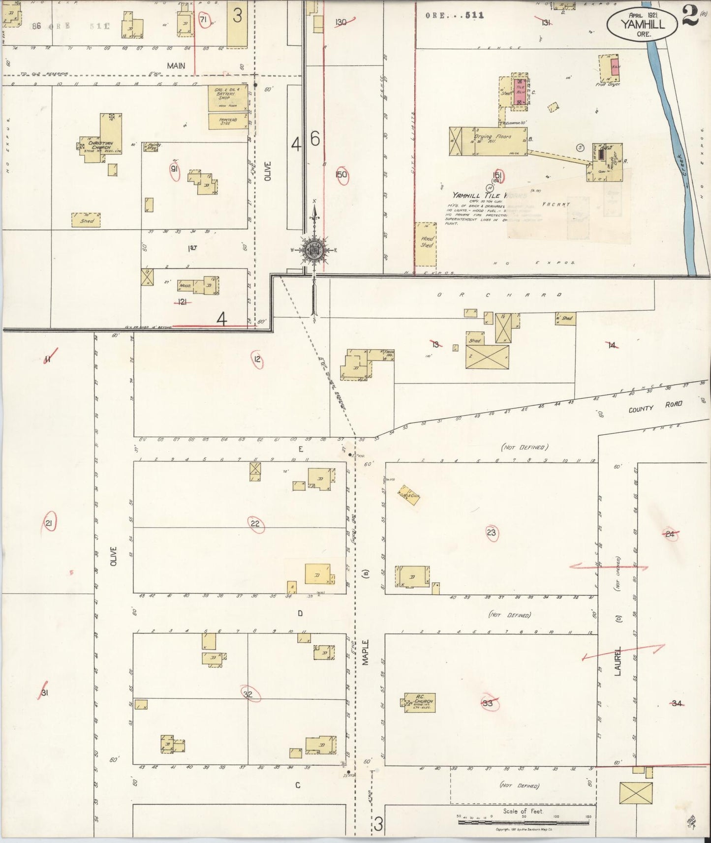 Sanborn Fire Insurance Map from Yamhill, Yamhill County, Oregon (1931), Sheet #0002 - Complete Map Set gallery image, historic Sanborn map, vintage wall art, Oregon Oregon