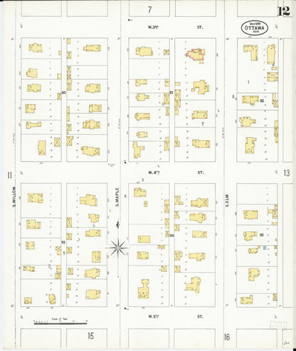 Sanborn Fire Insurance Map from Ottawa, Franklin County, Kansas (1899), Sheet #0012 - Complete Map Set gallery image, historic Sanborn map, vintage wall art, Kansas Kansas