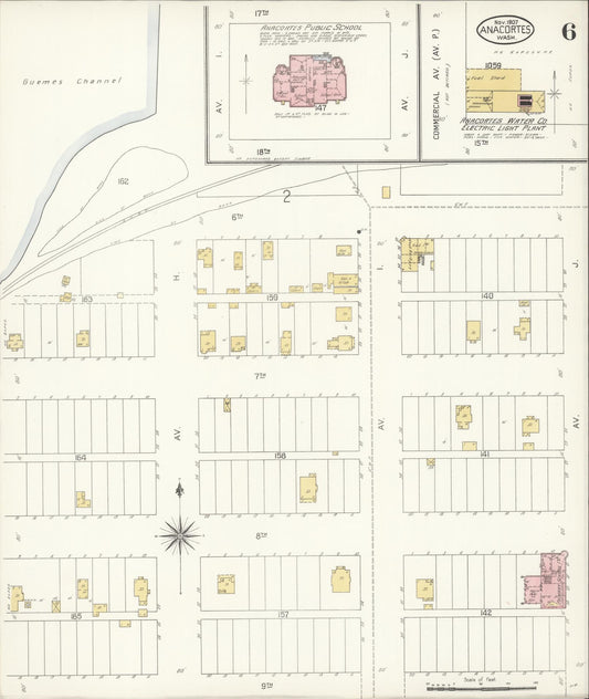 Sanborn Fire Insurance Map from Anacortes, Skagit County, Washington (1907), Sheet #0006 - Historic Sanborn Fire Insurance Map Print, vintage old map wall art, antique decor, genealogy gift, Washington Washington map