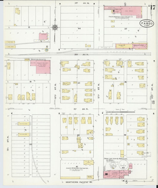 Sanborn Fire Insurance Map from Fargo, Cass County, North Dakota (1910), Sheet #0017 - Historic Sanborn Fire Insurance Map Print, vintage old map wall art, antique decor, genealogy gift, North Dakota North Dakota map