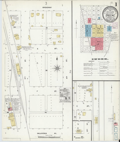 Sanborn Fire Insurance Map from Okeene, Blaine County, Oklahoma (1904), Sheet #0001 - Complete Map Set gallery image, historic Sanborn map, vintage wall art, Oklahoma Oklahoma