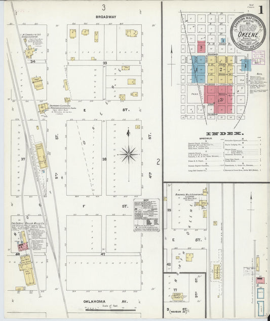 Sanborn Fire Insurance Map from Okeene, Blaine County, Oklahoma (1904), Sheet #0001 - Complete Map Set gallery image, historic Sanborn map, vintage wall art, Oklahoma Oklahoma