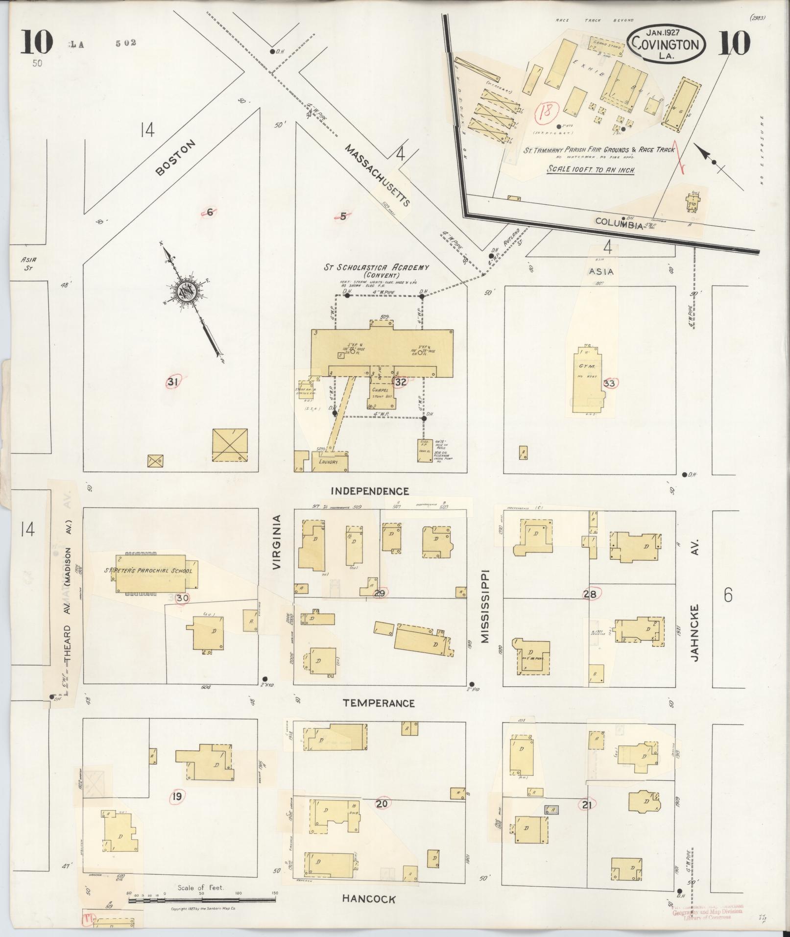 Sanborn Fire Insurance Map from Covington, Saint Tammany Parish, Louisiana (1941), Sheet #0010 - Historic Sanborn Fire Insurance Map Print, vintage old map wall art, antique decor, genealogy gift, Louisiana Louisiana map