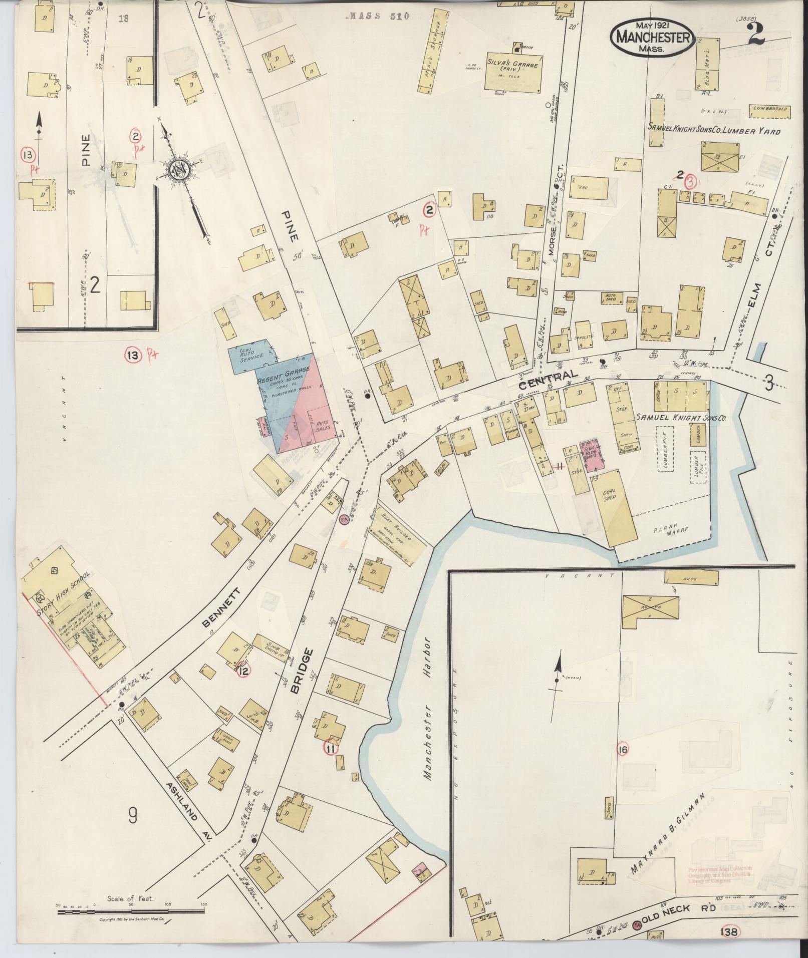 Sanborn Fire Insurance Map from Manchester, Essex County, Massachusetts (1941), Sheet #0002 - Complete Map Set gallery image, historic Sanborn map, vintage wall art, Massachusetts Massachusetts