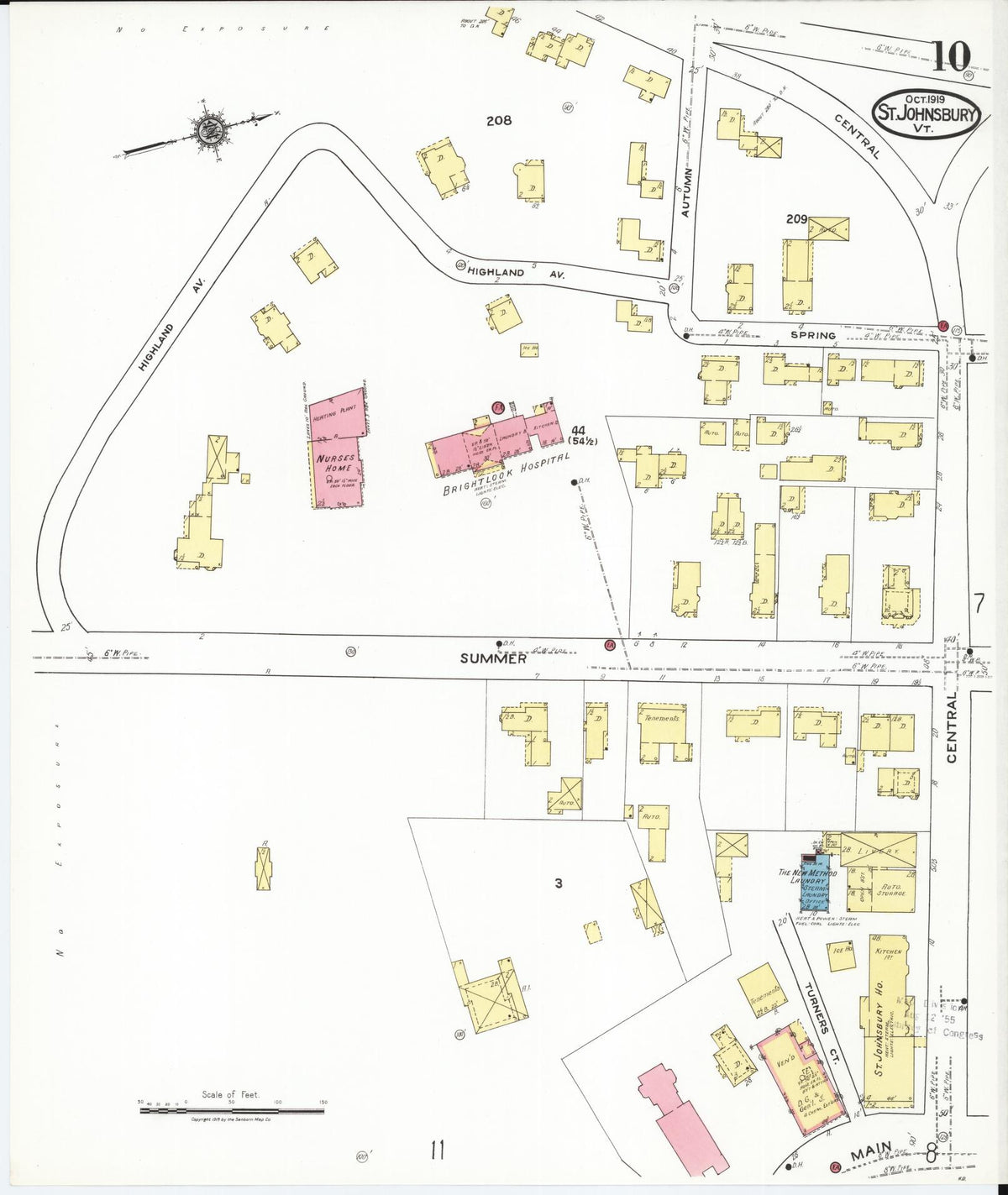 Sanborn Fire Insurance Map from Saint Johnsbury, Caledonia County, Vermont (1919), Sheet #0010 - Complete Map Set gallery image, historic Sanborn map, vintage wall art, Vermont Vermont