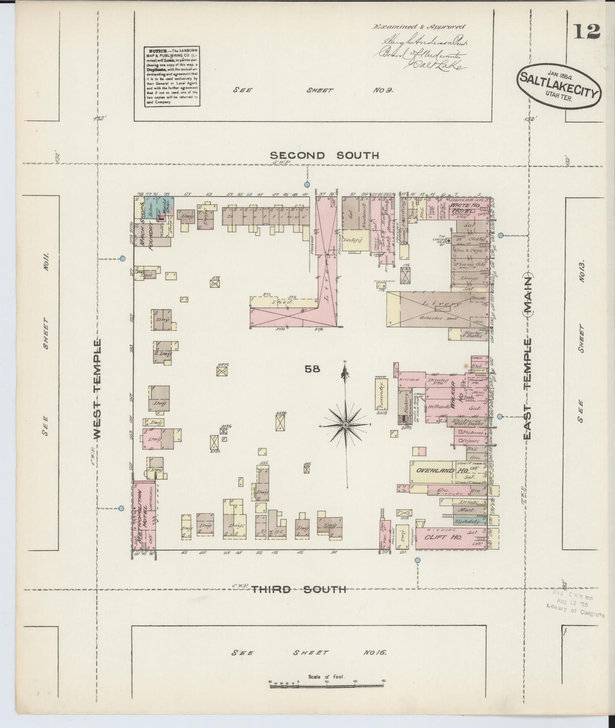Sanborn Fire Insurance Map from Salt Lake City, Salt Lake County, Utah (1884), Sheet #0012 - Historic Sanborn Fire Insurance Map Print, vintage old map wall art, antique decor, genealogy gift, Utah Utah map