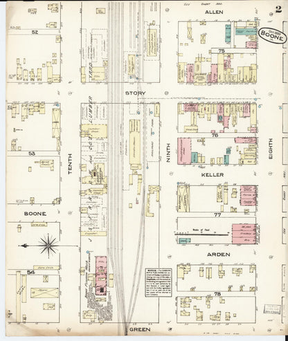 Sanborn Fire Insurance Map from Boone, Boone County, Iowa (1883), Sheet #0002 - Historic Sanborn Fire Insurance Map Print
