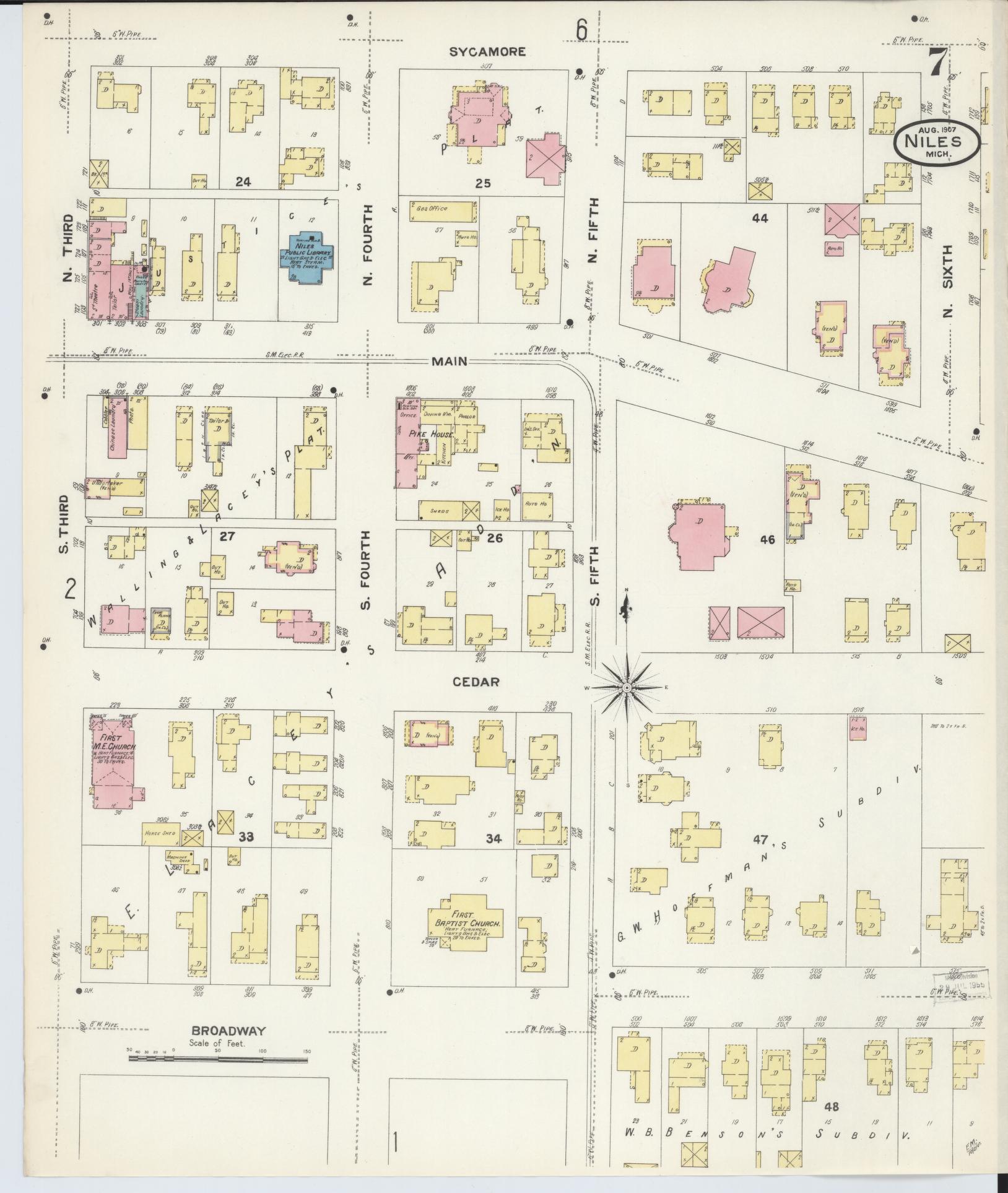 Sanborn Fire Insurance Map from Niles, Berrien County, Michigan (1907), Sheet #0007 - Complete Map Set gallery image, historic Sanborn map, vintage wall art, Michigan Michigan