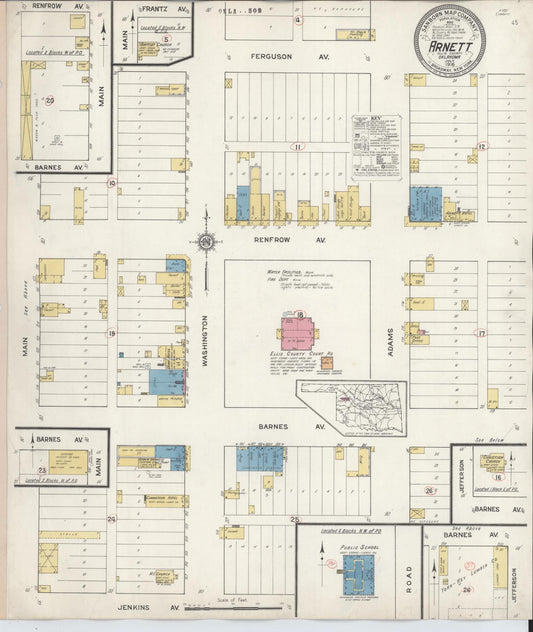 Sanborn Fire Insurance Map from Arnett, Ellis County, Oklahoma (1916), Sheet #0001 - Historic Sanborn Fire Insurance Map Print, vintage old map wall art, antique decor, genealogy gift, Oklahoma Oklahoma map