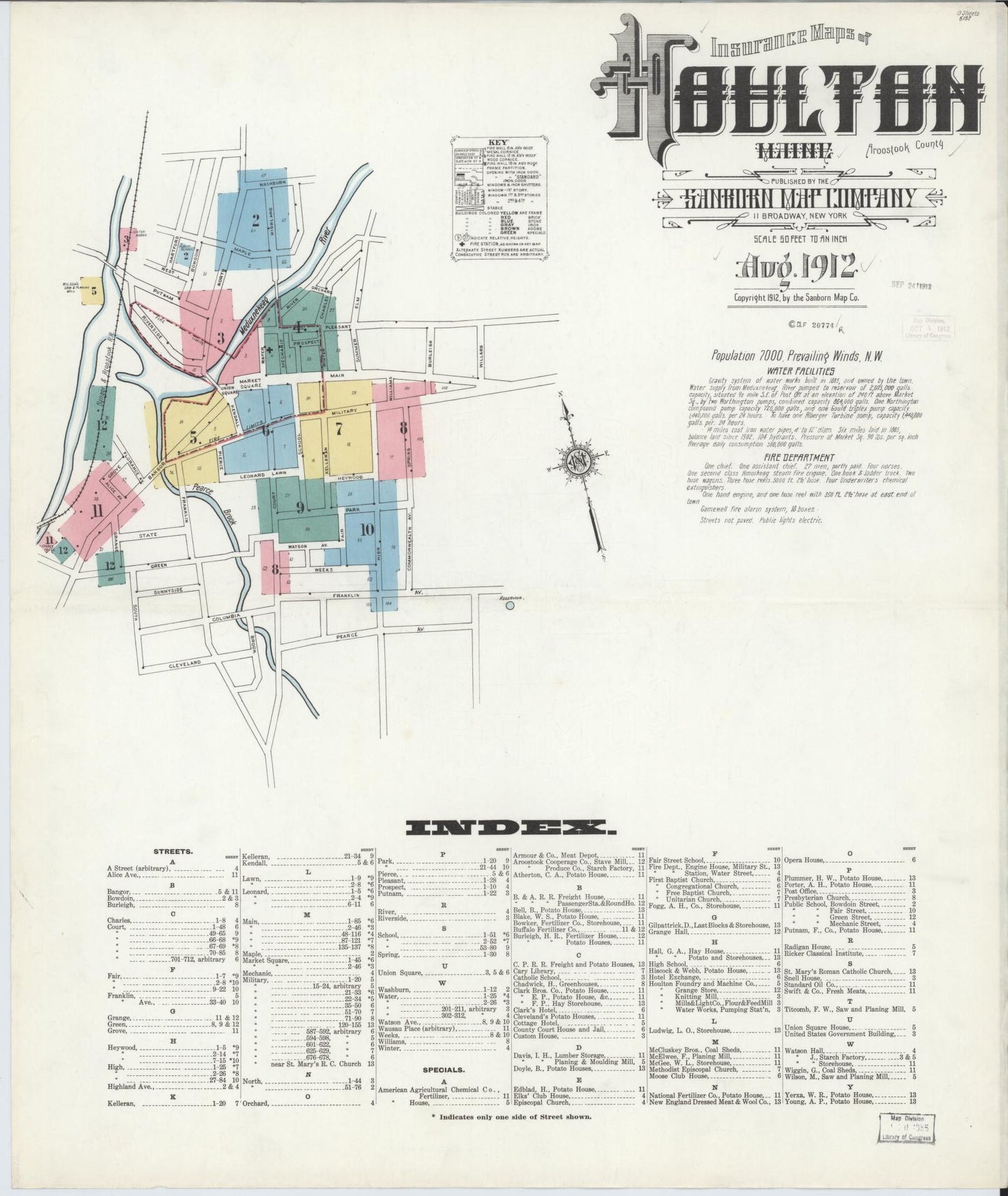 Sanborn Fire Insurance Map from Houlton, Aroostook County, Maine. (1912) – Historic Sanborn Fire Insurance Map Print