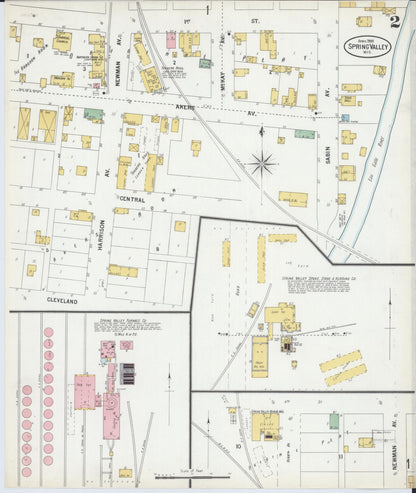 Sanborn Fire Insurance Map from Spring Valley, Pierce County, Wisconsin (1900), Sheet #0002 - Complete Map Set gallery image, historic Sanborn map, vintage wall art, Wisconsin Wisconsin