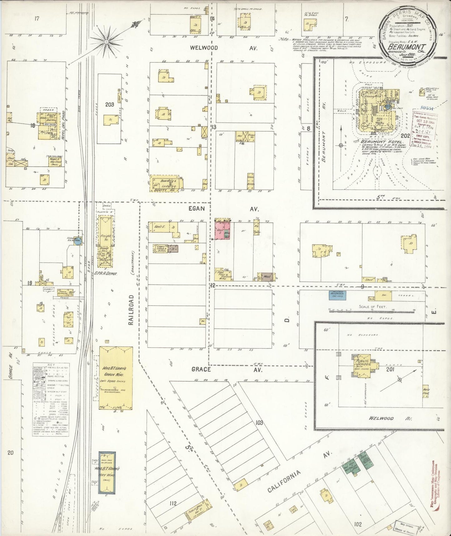 Sanborn Fire Insurance Map from Beaumont, Riverside County, California (1900), Sheet #0001 - Historic Sanborn Fire Insurance Map Print, vintage old map wall art, antique decor, genealogy gift, California California map