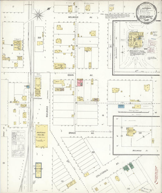 Sanborn Fire Insurance Map from Beaumont, Riverside County, California (1900), Sheet #0001 - Historic Sanborn Fire Insurance Map Print, vintage old map wall art, antique decor, genealogy gift, California California map